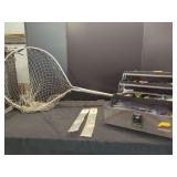 Plano Tackle Box with Assorted Fishing Gear and Landing Net