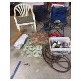 Lot of Painting Supplies, Painter's Plastic, Chairs, pillows