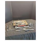Assorted Metal Socket Wrench Set with Ratchets and Extension Bars