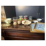 Mixed Lot of Home Decor, Candles, and Geode Specimen
