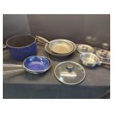 Assorted Mixed Cookware Set Featuring Anolon and Enamelled Pieces