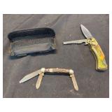 Boker Solingen Stockman and Fish Fillet Pocket Knife Lot with Sheath