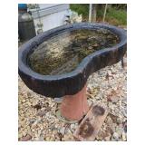 Concrete Birdbath Basin and Pedestal with Tree Stump Texture