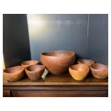 Hand Carved Solid Teak Wood Bowl Set Made in Thailand