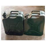 Set of Two Green Metal Jerry Cans