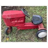 Red Metal Pedal Tractor with Removable Steering Wheel