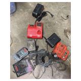 Assorted Power Tool Chargers and Batteries