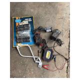Automotive and Workshop Equipment Lot Including Empi Parts and Chargers