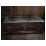 Wood and Metal Flat Top Trunk