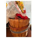 Assorted Wooden Bushel Baskets and Decor