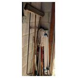Assorted Long-Handled Tools and Cleaning Supplies Lot