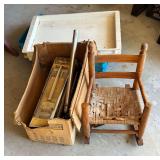 Mixed Lot of Housewares, Vacuum Cleaner, and Childrens Rocking Chair