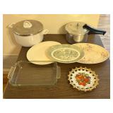 Assorted Kitchenware and Dinnerware Collection including Salem China, Pyrex, and Mirro