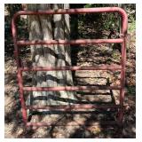 Red Metal Livestock Gate with Chain Latch