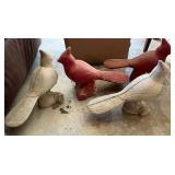 Pair of Molded Concrete Cardinal Garden Sculptures