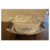 Corning Ware Blue Cornflower 2.5 Quart Casserole Dish with Lid and Warming Stand