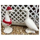 Pair of Concrete Lawn Goose Statues