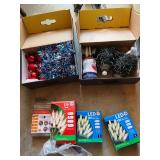 Holiday Decor Lot with Lights, Ornaments, and Accessories