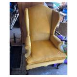 Fairfield Yellow Upholstered Wingback Chair and Wood Child