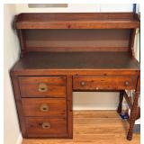 Bassett Wood Desk with Hutch and Brass Hardware