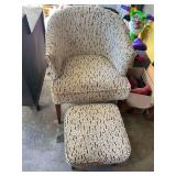 Upholstered Barrel Accent Chair and Matching Ottoman