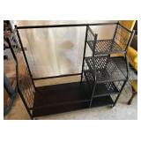 Black Metal Rolling Utility Cart with Shelving and Casters