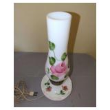 Milk Glass Floral Painted Lamp