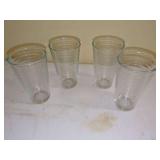 Set of Four Ribbed Drinking Glasses