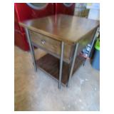 Wood and Metal Accent Table with Drawer and Lower Shelf