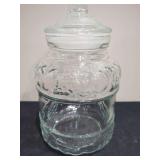 Clear Embossed Glass Canister Jar With Lid