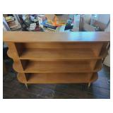 Mid-Century Modern Wood Shelving Unit with Rounded Ends and Tapered Legs