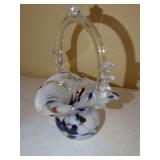 Art Glass Basket with Handle