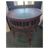 Ethan Allen Rattan and Wicker Round End Table