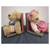 Pair of Teddy Bear Plush and Wood Bookends Books Are Fun