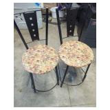 Metal Frame Bar Stools with Bottle Cap Patterned Seats