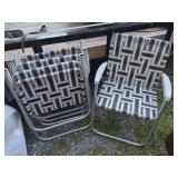 Set of Four Folding Lawn Chairs with Woven Webbing