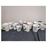 Assorted Ceramic Coffee Mugs and Steins Collection - 16 Pieces