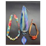 Fashion Jewelry Collection Including Fabric and Leather Necklaces