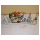 Porcelain Figurines and Miniature Lamp