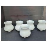 Set of Five White Milk Glass Hobnail Lamp Shades