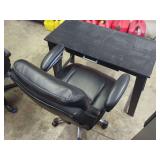 Office Furniture: Black Desk and Rolling Office Chair