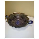 Carnival Glass Oval Bowl with Handles