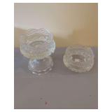 Pressed Glass Candle Holders - Pair