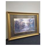 Framed Tropical River Landscape Print with Egrets