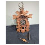 Black Forest Carved Wood Jagdstueck Cuckoo Clock with Deer and Game Birds, West Germany
