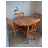 Round Wooden Table with Four Chairs