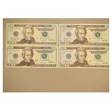 Four $20 Federal Reserve Star Replacement Notes,