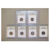 6 Gem Brilliant & Gem Proof Uncirculated Jefferson Nickels,