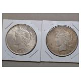 1922-P & 1023-P Peace Silver Dollars,