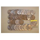 25 Kennedy Half Dollars & 9 Eisenhower Dollars,